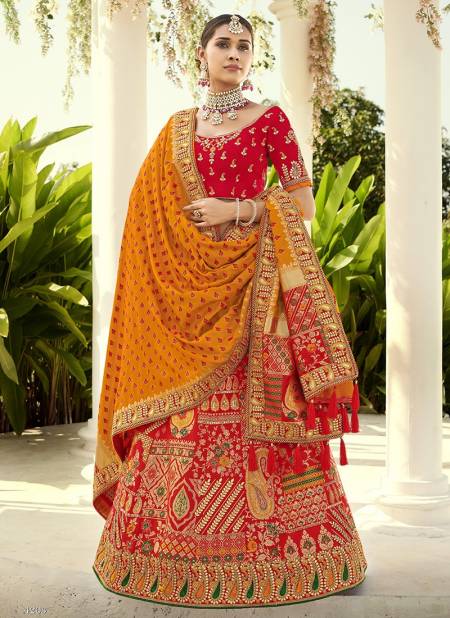 Orange Colour Exclusive Wedding Wear Heavy Embroidery Work Latest Lehenga Choli Collection 4203